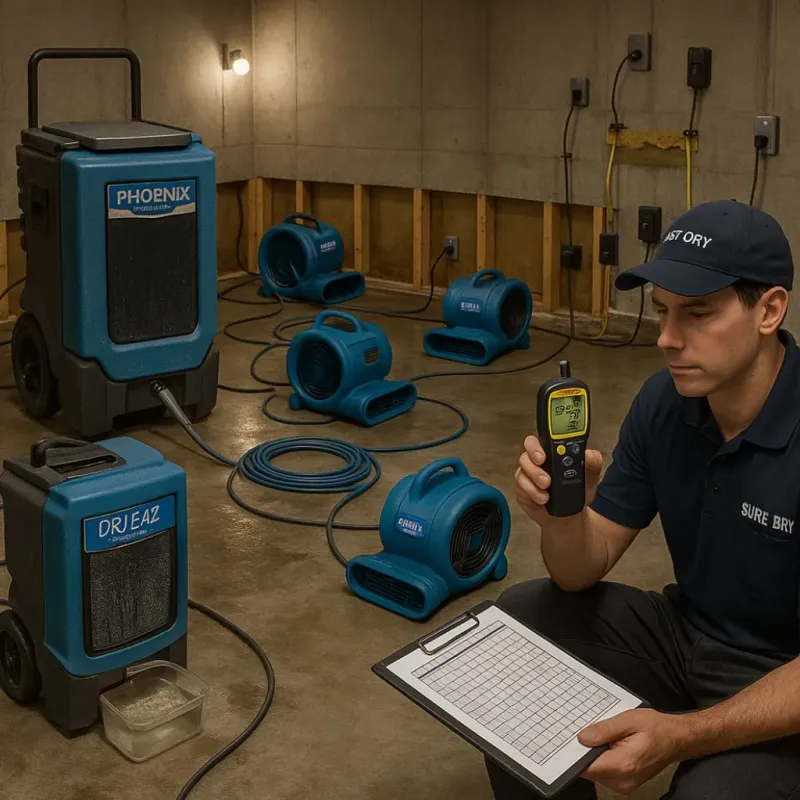 Structural Drying and Dehumidification process in Rowlett, TX